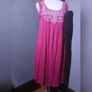 Premise Pink Embroidered Sleeveless Mini Dress | Chic Casual Style M